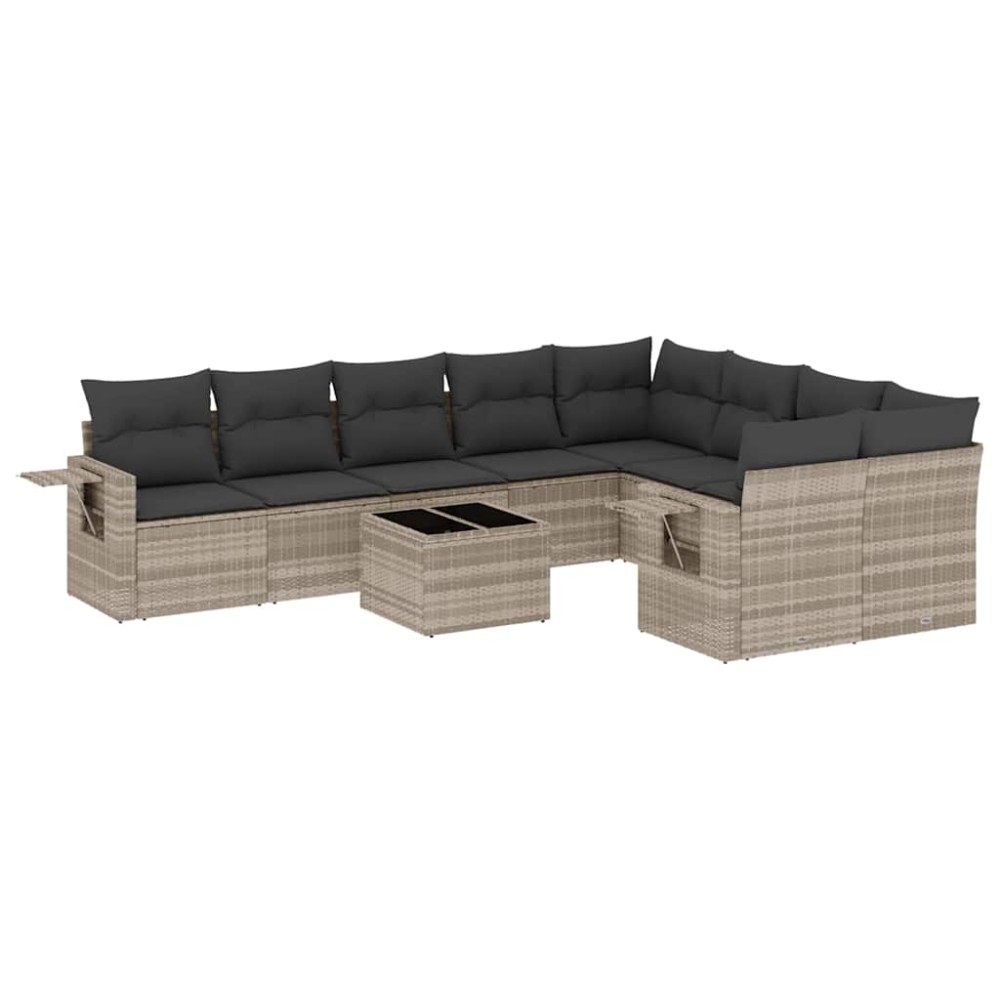 vidaXL Set canapele de grădină cu perne 10 piese gri deschis poliratan