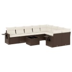 vidaXL Set canapele de grădină cu perne, 10 piese, maro, poliratan