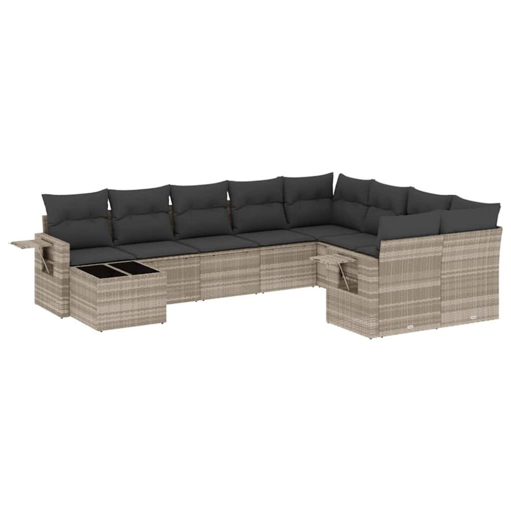 vidaXL Set canapele de grădină cu perne 10 piese gri deschis poliratan