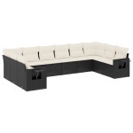 vidaXL Set canapele de grădină cu perne, 10 piese, negru, poliratan