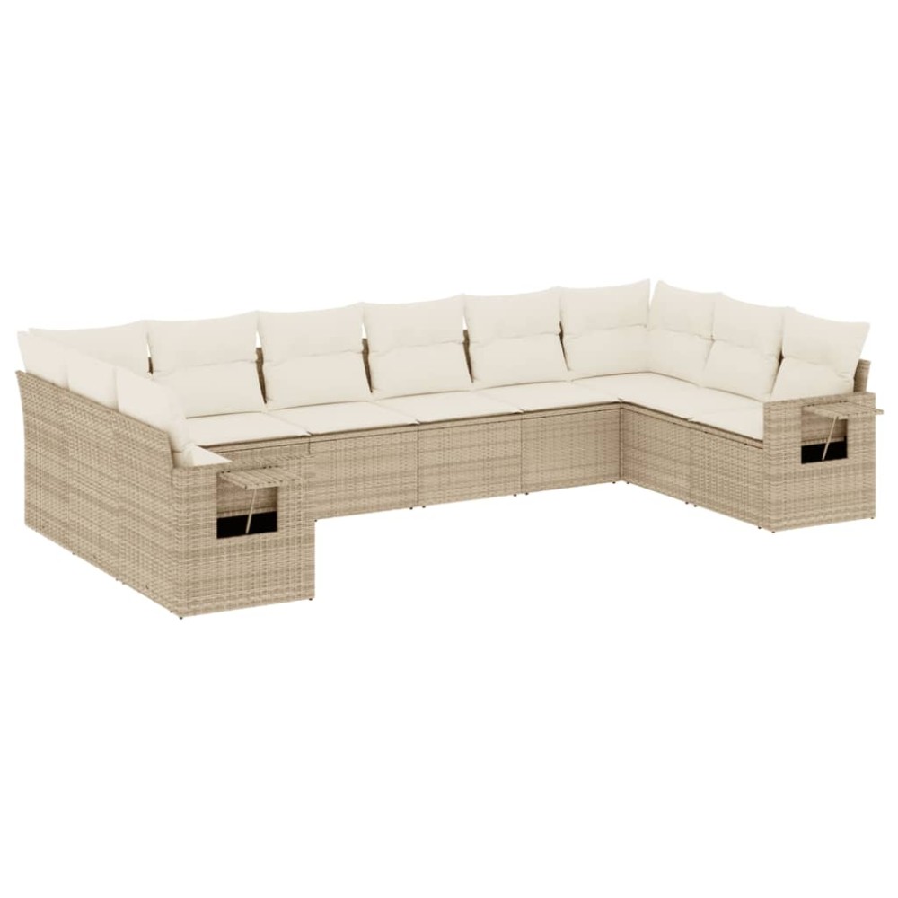 vidaXL Set canapele de grădină cu perne, 10 piese, bej, poliratan