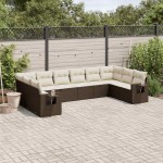 vidaXL Set canapele de grădină cu perne, 10 piese, maro, poliratan