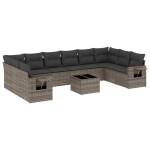 vidaXL Set canapele de grădină cu perne, 11 piese, gri, poliratan