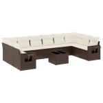 vidaXL Set canapele de grădină cu perne, 11 piese, maro, poliratan vidaXL Set canapele de grădină cu perne, 11 piese, maro, poliratan
