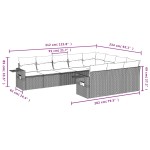 vidaXL Set canapele de grădină cu perne, 10 piese, negru, poliratan