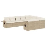 vidaXL Set canapele de grădină cu perne, 10 piese, bej, poliratan