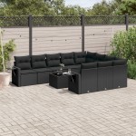 vidaXL Set canapele de grădină cu perne, 11 piese, negru, poliratan vidaXL Set canapele de grădină cu perne, 11 piese, negru, poliratan
