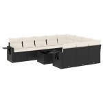 vidaXL Set canapele de grădină cu perne, 11 piese, negru, poliratan