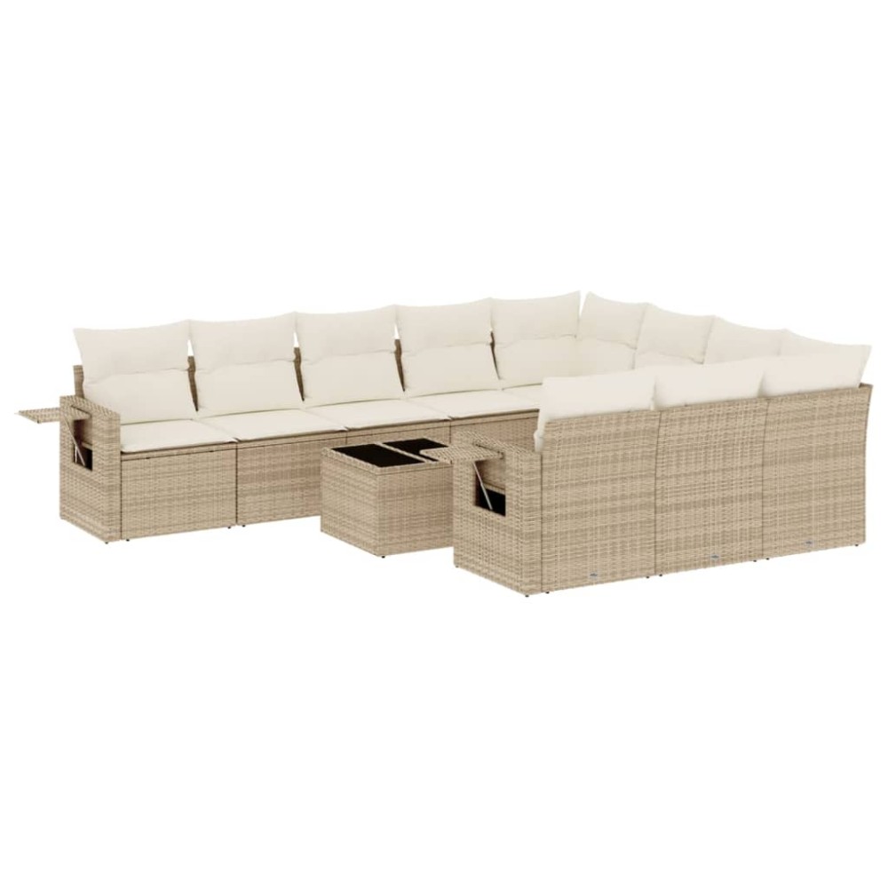 vidaXL Set canapele de grădină cu perne, 11 piese, bej, poliratan