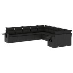 vidaXL Set canapele de grădină cu perne, 10 piese, negru, poliratan