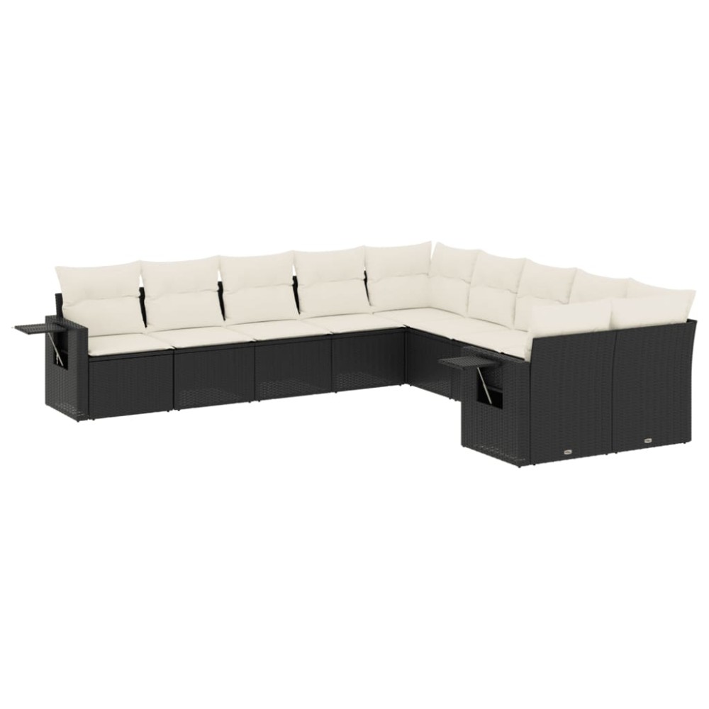 vidaXL Set canapele de grădină cu perne, 10 piese, negru, poliratan