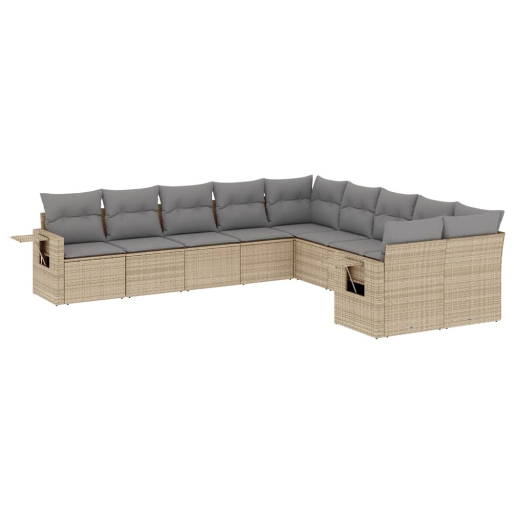 vidaXL Set canapele de grădină cu perne, 10 piese, bej, poliratan