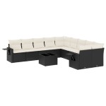 vidaXL Set canapele de grădină cu perne, 11 piese, negru, poliratan vidaXL Set canapele de grădină cu perne, 11 piese, negru, poliratan