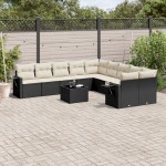 vidaXL Set canapele de grădină cu perne, 11 piese, negru, poliratan vidaXL Set canapele de grădină cu perne, 11 piese, negru, poliratan