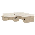 vidaXL Set canapele de grădină cu perne, 11 piese, bej, poliratan