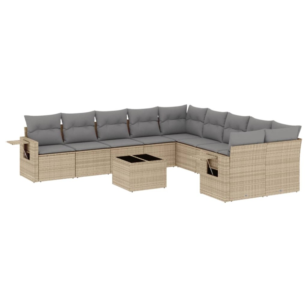 vidaXL Set canapele de grădină cu perne, 11 piese, bej, poliratan