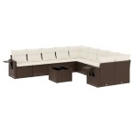 vidaXL Set canapele de grădină cu perne, 11 piese, maro, poliratan vidaXL Set canapele de grădină cu perne, 11 piese, maro, poliratan