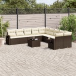 vidaXL Set canapele de grădină cu perne, 11 piese, maro, poliratan vidaXL Set canapele de grădină cu perne, 11 piese, maro, poliratan