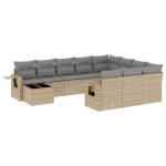 vidaXL Set canapele de grădină cu perne, 11 piese, bej, poliratan