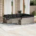 vidaXL Set canapele de grădină cu perne, 11 piese, gri, poliratan vidaXL Set canapele de grădină cu perne, 11 piese, gri, poliratan