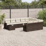 vidaXL Set canapele de grădină cu perne, 11 piese, maro, poliratan vidaXL Set canapele de grădină cu perne, 11 piese, maro, poliratan