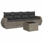 vidaXL Set canapea de grădină cu perne, 5 piese, gri, poliratan vidaXL Set canapea de grădină cu perne, 5 piese, gri, poliratan