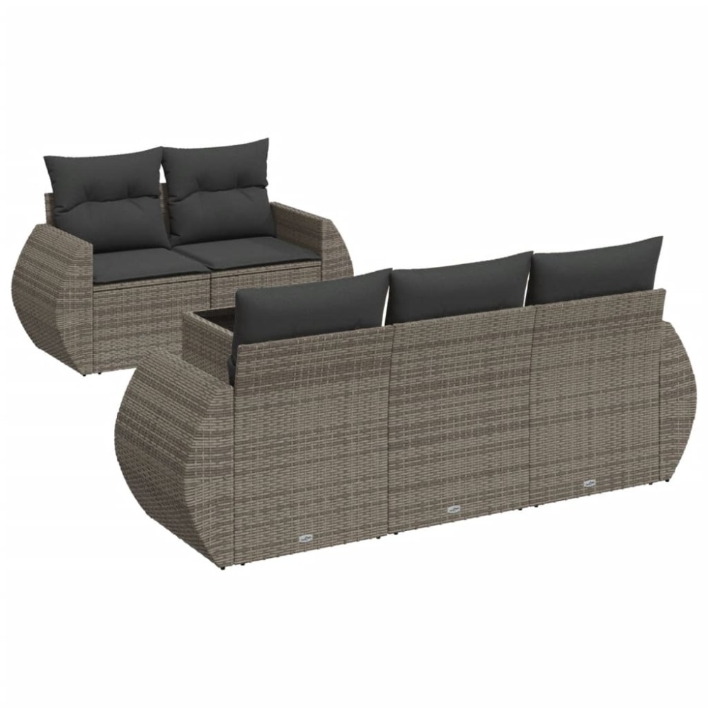 vidaXL Set mobilier grădină cu perne, 6 piese, gri, poliratan