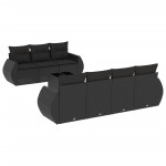 vidaXL Set mobilier de grădină cu perne, 8 piese, negru, poliratan vidaXL Set mobilier de grădină cu perne, 8 piese, negru, poliratan