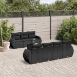 vidaXL Set mobilier de grădină cu perne, 8 piese, negru, poliratan vidaXL Set mobilier de grădină cu perne, 8 piese, negru, poliratan