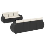 vidaXL Set mobilier de grădină cu perne, 8 piese, negru, poliratan vidaXL Set mobilier de grădină cu perne, 8 piese, negru, poliratan