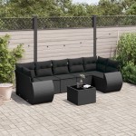 vidaXL Set mobilier de grădină cu perne, 8 piese, negru, poliratan vidaXL Set mobilier de grădină cu perne, 8 piese, negru, poliratan