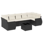 vidaXL Set mobilier de grădină cu perne, 8 piese, negru, poliratan