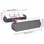 vidaXL Set mobilier de grădină cu perne, 9 piese, negru, poliratan