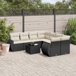 vidaXL Set mobilier de grădină cu perne, 9 piese, negru, poliratan vidaXL Set mobilier de grădină cu perne, 9 piese, negru, poliratan