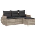 vidaXL Set canapea de grădină cu perne, 4 piese, gri deschis poliratan vidaXL Set canapea de grădină cu perne, 4 piese, gri deschis poliratan