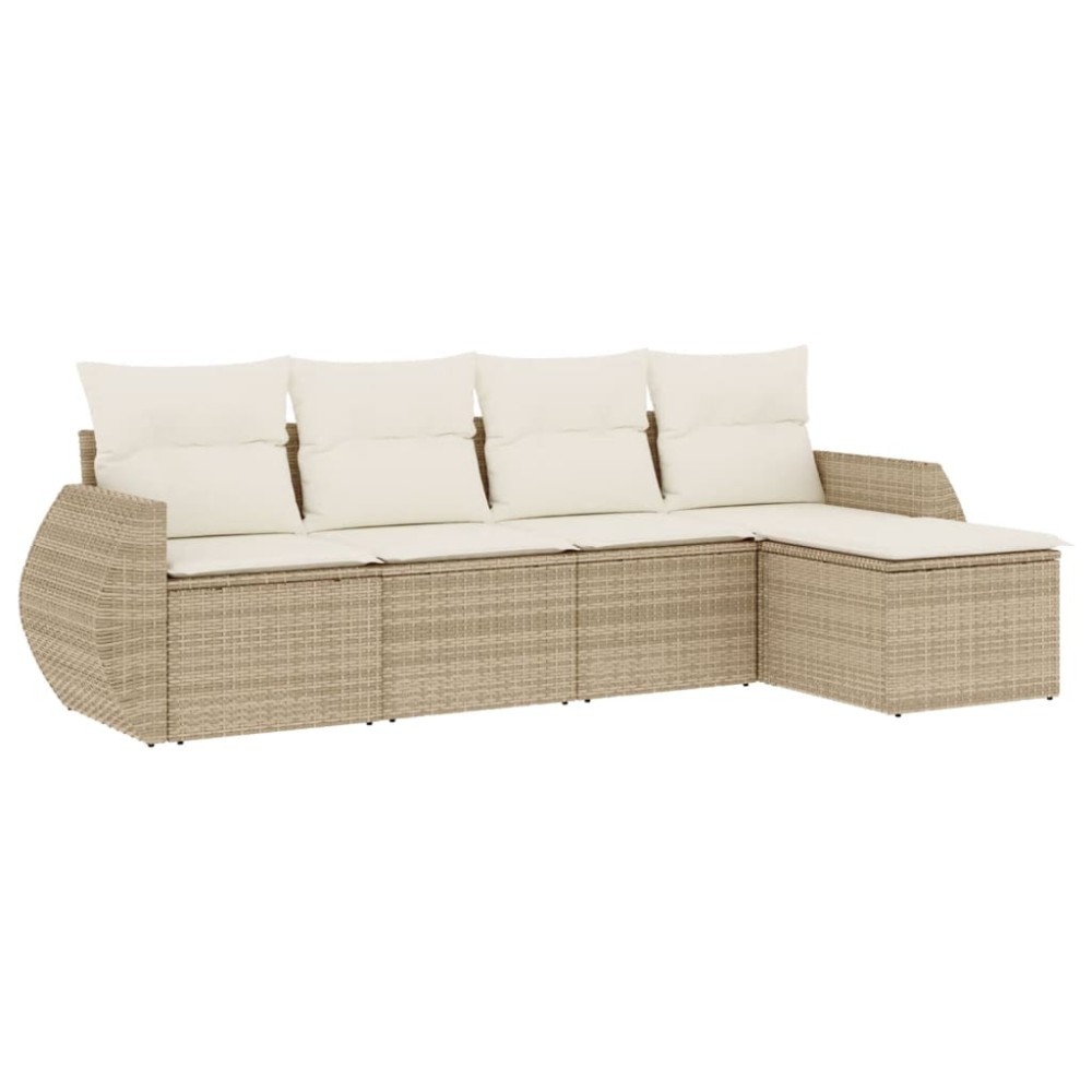 vidaXL Set canapele de grădină cu perne, 5 piese, bej, poliratan