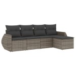 vidaXL Set canapea de grădină cu perne, 5 piese, gri, poliratan vidaXL Set canapea de grădină cu perne, 5 piese, gri, poliratan