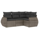 vidaXL Set canapea de grădină cu perne, 4 piese, gri, poliratan
