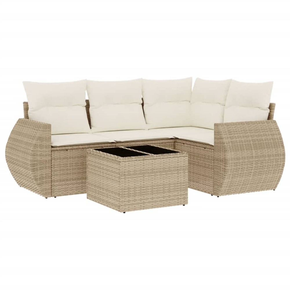 vidaXL Set canapele de grădină cu perne, 5 piese, bej, poliratan