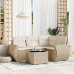 vidaXL Set canapele de grădină cu perne, 5 piese, bej, poliratan vidaXL Set canapele de grădină cu perne, 5 piese, bej, poliratan