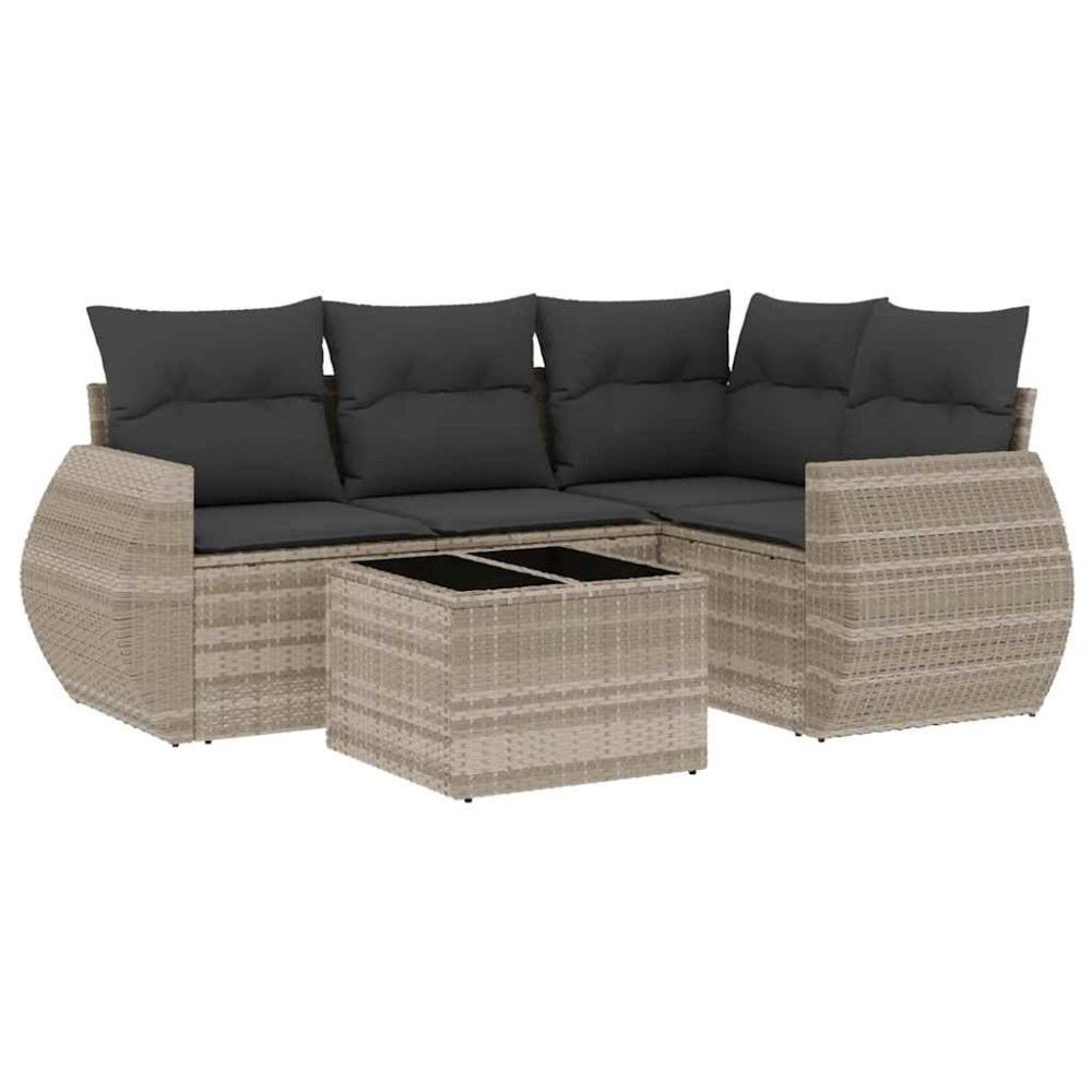 vidaXL Set canapele de grădină cu perne, 5 piese gri deschis poliratan