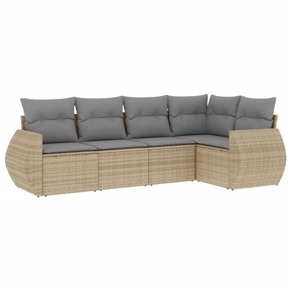 vidaXL Set canapele de grădină cu perne, 5 piese, bej, poliratan