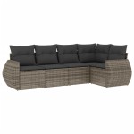 vidaXL Set canapea de grădină cu perne, 5 piese, gri, poliratan