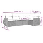 vidaXL Set canapea de grădină cu perne, 5 piese, gri, poliratan