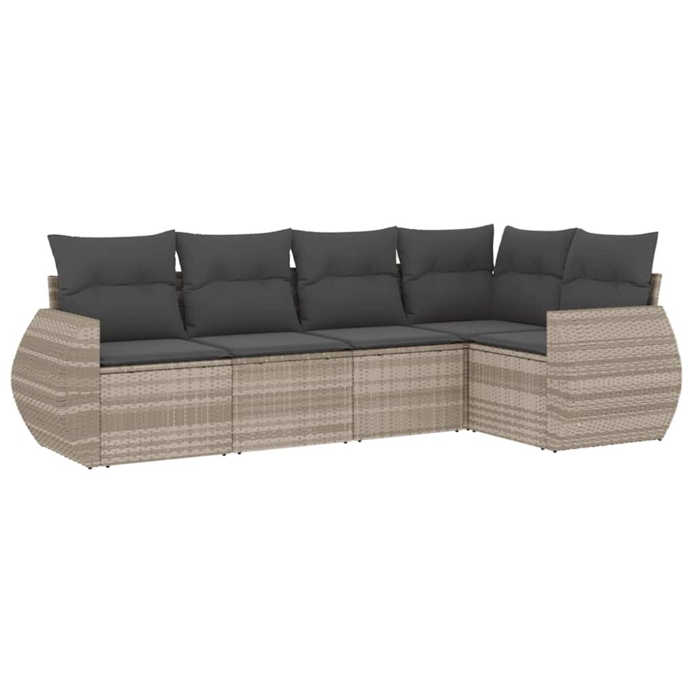 vidaXL Set canapele de grădină cu perne, 5 piese gri deschis poliratan