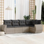 vidaXL Set canapele de grădină cu perne, 5 piese gri deschis poliratan vidaXL Set canapele de grădină cu perne, 5 piese gri deschis poliratan