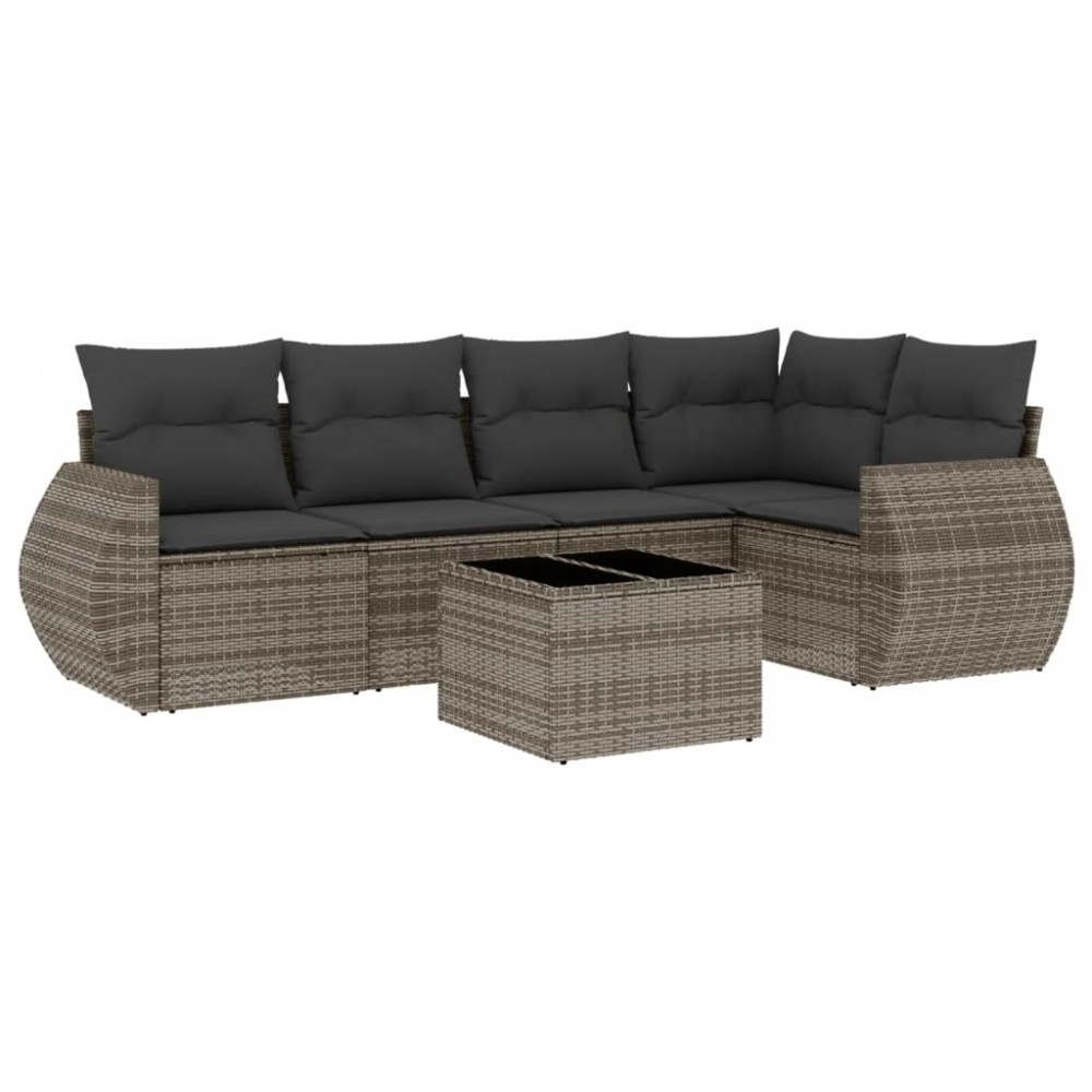 vidaXL Set mobilier grădină cu perne, 6 piese, gri, poliratan