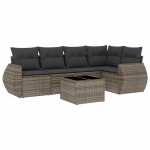 vidaXL Set mobilier grădină cu perne, 6 piese, gri, poliratan