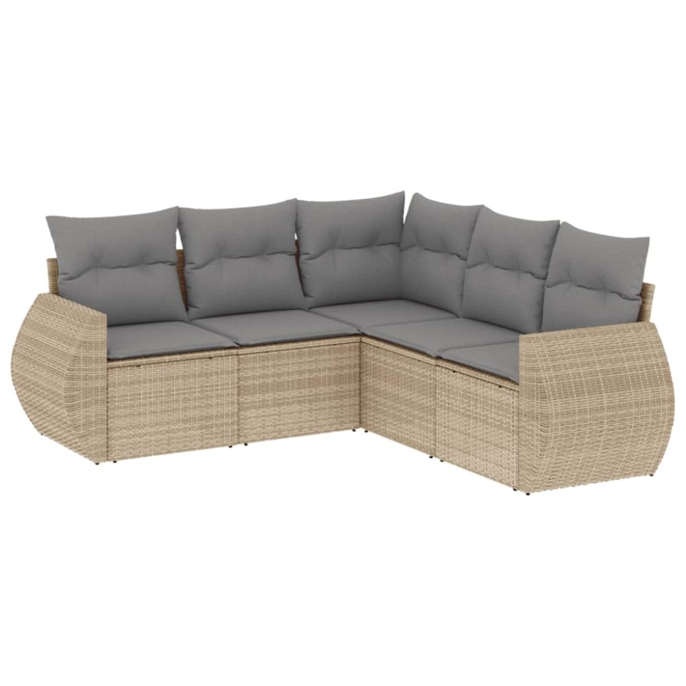 vidaXL Set canapele de grădină cu perne, 5 piese, bej, poliratan