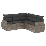 vidaXL Set canapea de grădină cu perne, 5 piese, gri, poliratan vidaXL Set canapea de grădină cu perne, 5 piese, gri, poliratan
